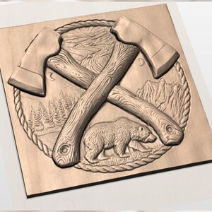 Crossed Axes 3D Relief STL view 3