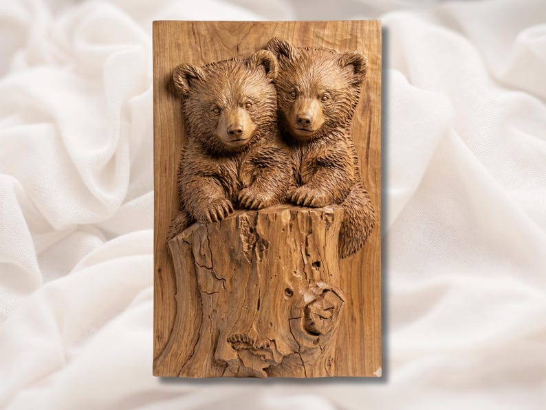 Cute Bear Cubs 3D Relief STL
