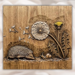 Hedgehog Nature 3D Relief STL view 1