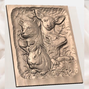Woodland Baby Animals 3D Relief STL for CNC Router view 2