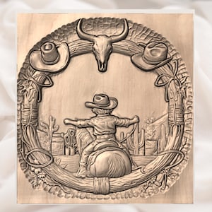Western Cowboy Rope Frame 3D Relief STL view 3