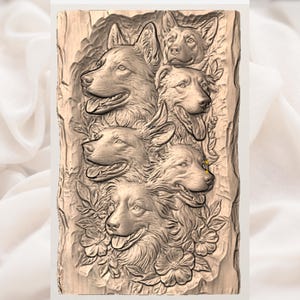 Dogs Portrait 3D Relief STL view 2