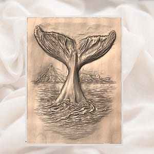 Whale Tail 3D Relief STL view 3