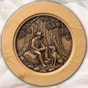 Cowboy and Dog Relief STL view 1