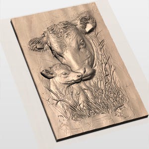 Cow & Calf 3D Relief STL view 3