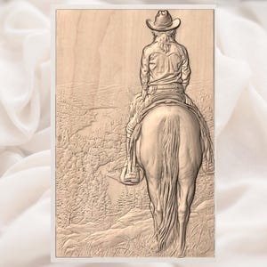 Cowgirl on Horse 3D Relief STL view 2