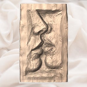 Abstract Couple Kiss 3D Relief STL File view 2