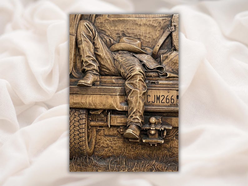 Cowboy Truck Tailgate 3D Relief STL