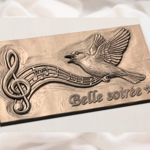 Songbird Music 3D Relief STL view 2