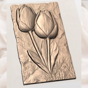 Tulip Flowers 3D Relief STL for CNC Router view 2