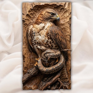 Hawk With Snake 3D Relief STL view 1