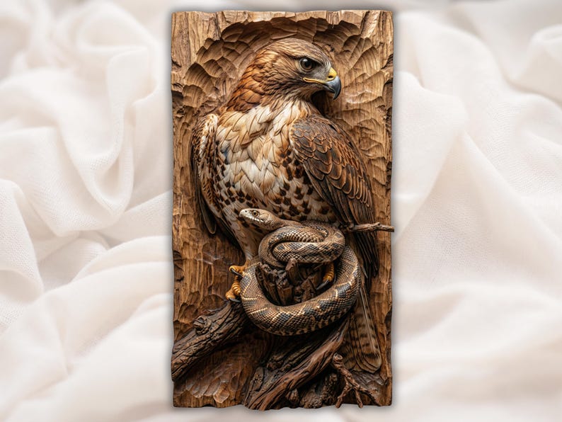 Hawk With Snake 3D Relief STL