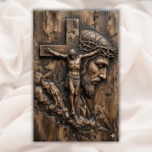 Jesus Crucifixion 3D Relief STL view 1