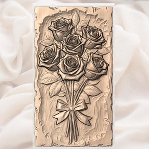 Rose Bouquet 3D STL Relief view 3