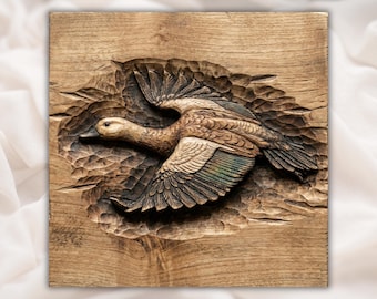Flying Duck 3D Relief STL File | Waterfowl Wing Spread panel | Hunting Cabin Wall Art | Aspire, VCarve Pro, Carveco, Fusion 360, ArtCAM