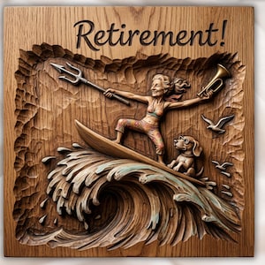 Retirement Surfing Lady Relief STL view 1