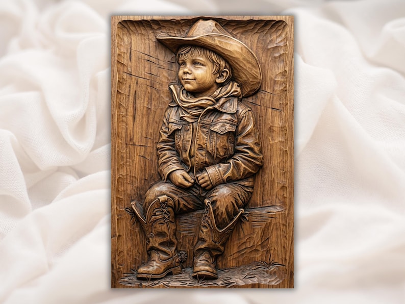 Cowboy Boy 3D Relief STL File