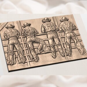 Cowboy Rodeo Chute Scene 3D Relief STL view 3