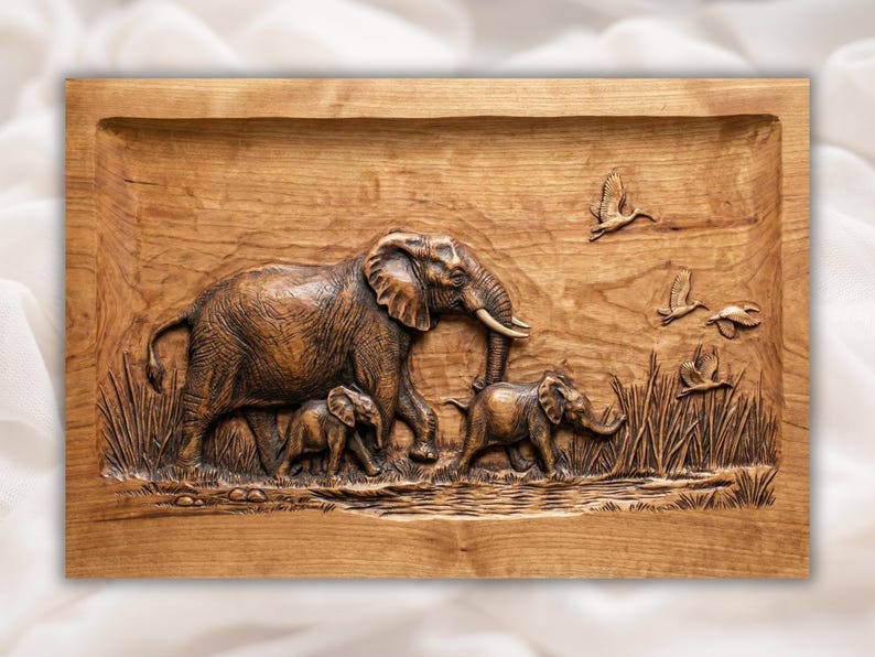 Elephant Family 3D Relief STL