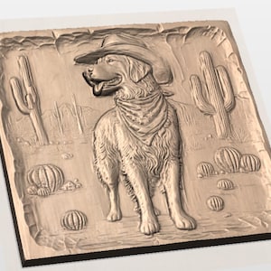 Cowboy Dog 3D Relief STL view 2