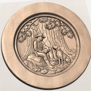 Cowboy and Dog Relief STL view 3