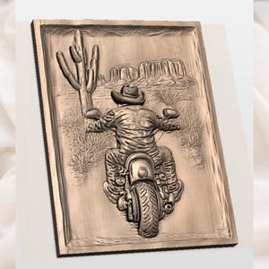 Western Cowboy Biker 3D STL File view 2