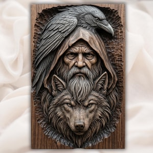 Raven Wolf Mystic Relief STL view 1