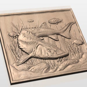 Sturgeon Fish 3D Relief STL File view 3