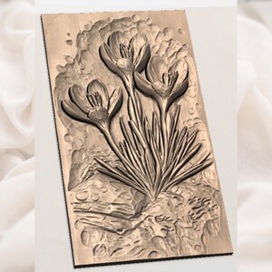 Yellow Crocus Flowers 3D Relief STL for CNC Router view 2