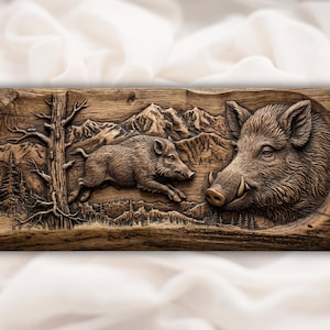 Wild Boar Relief STL view 1