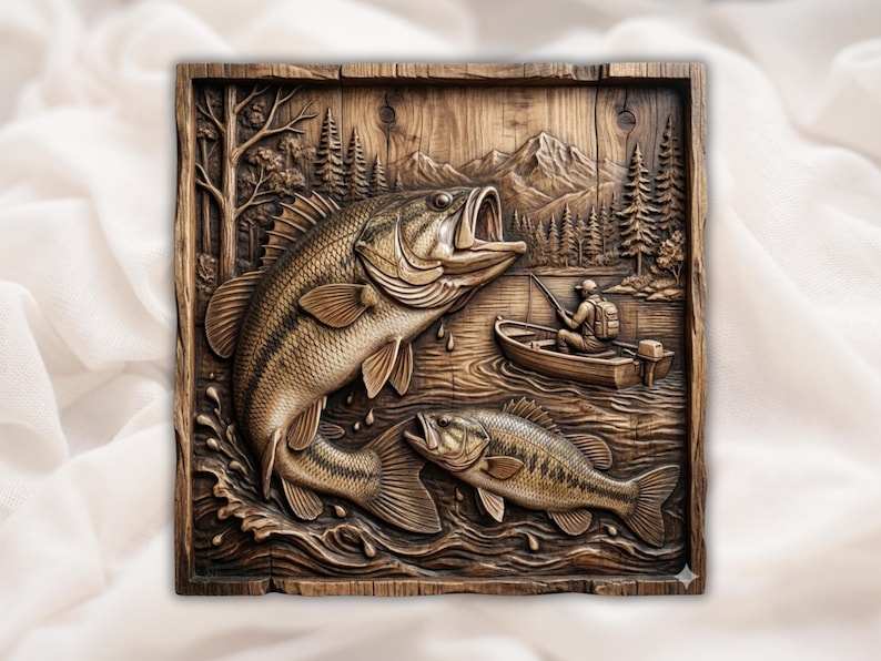 Bass Fishing 3D Relief STL
