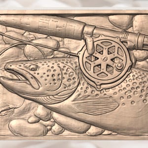 Trout Fishing 3D Relief STL File view 2