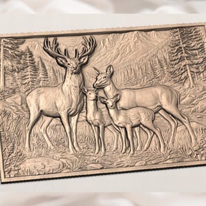 Deer Family 3D Relief STL view 2