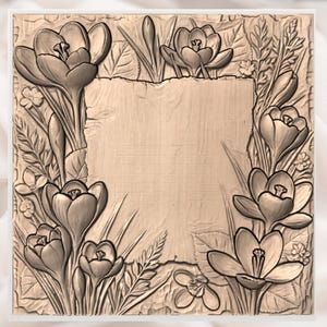 Crocus Flower Frame 3D Relief STL view 2