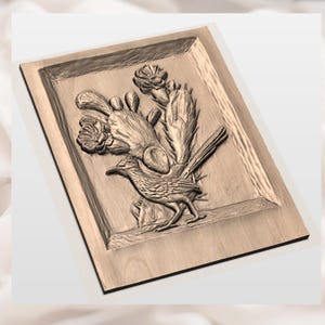 Roadrunner & Cactus 3D Relief STL view 3