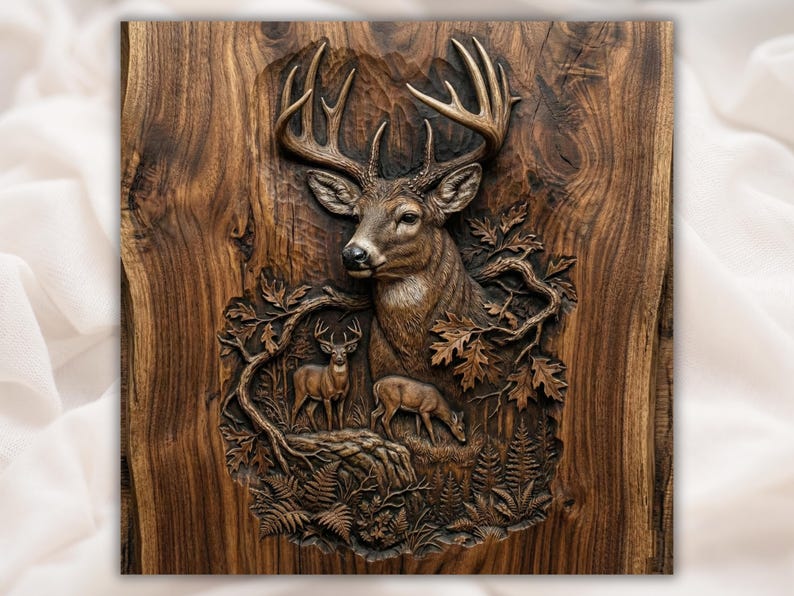 Whitetail Deer Buck 3D Relief STL