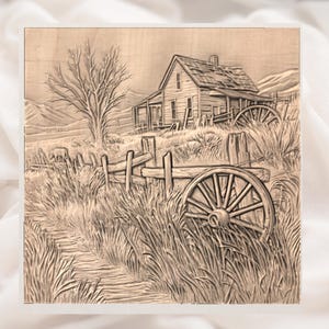 Rustic Farmhouse Landscape STL Relief view 2