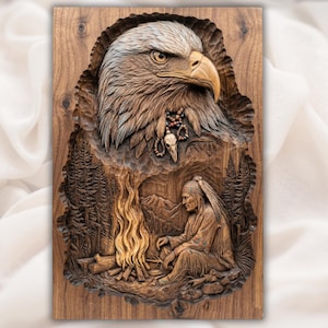 Eagle and Campfire Scene STL view 1