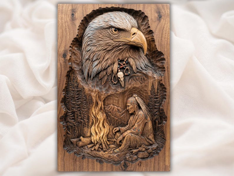 Eagle and Campfire Scene STL