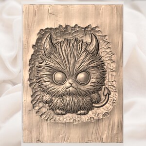 Fluffy Red Devil 3D Relief STL view 3