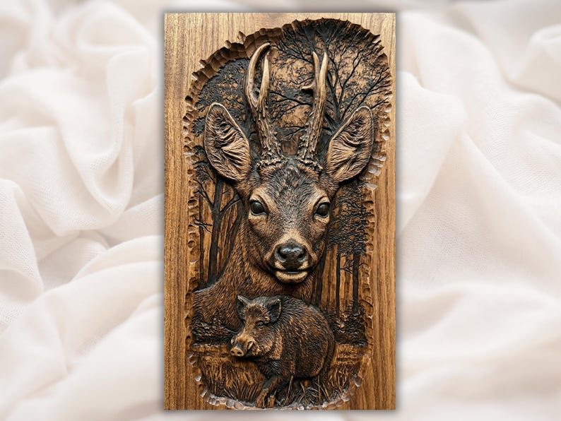Deer & Wild Boar 3D Relief STL