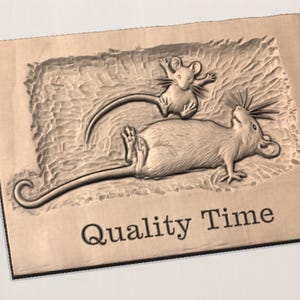 Mouse Family Bas Relief STL view 2