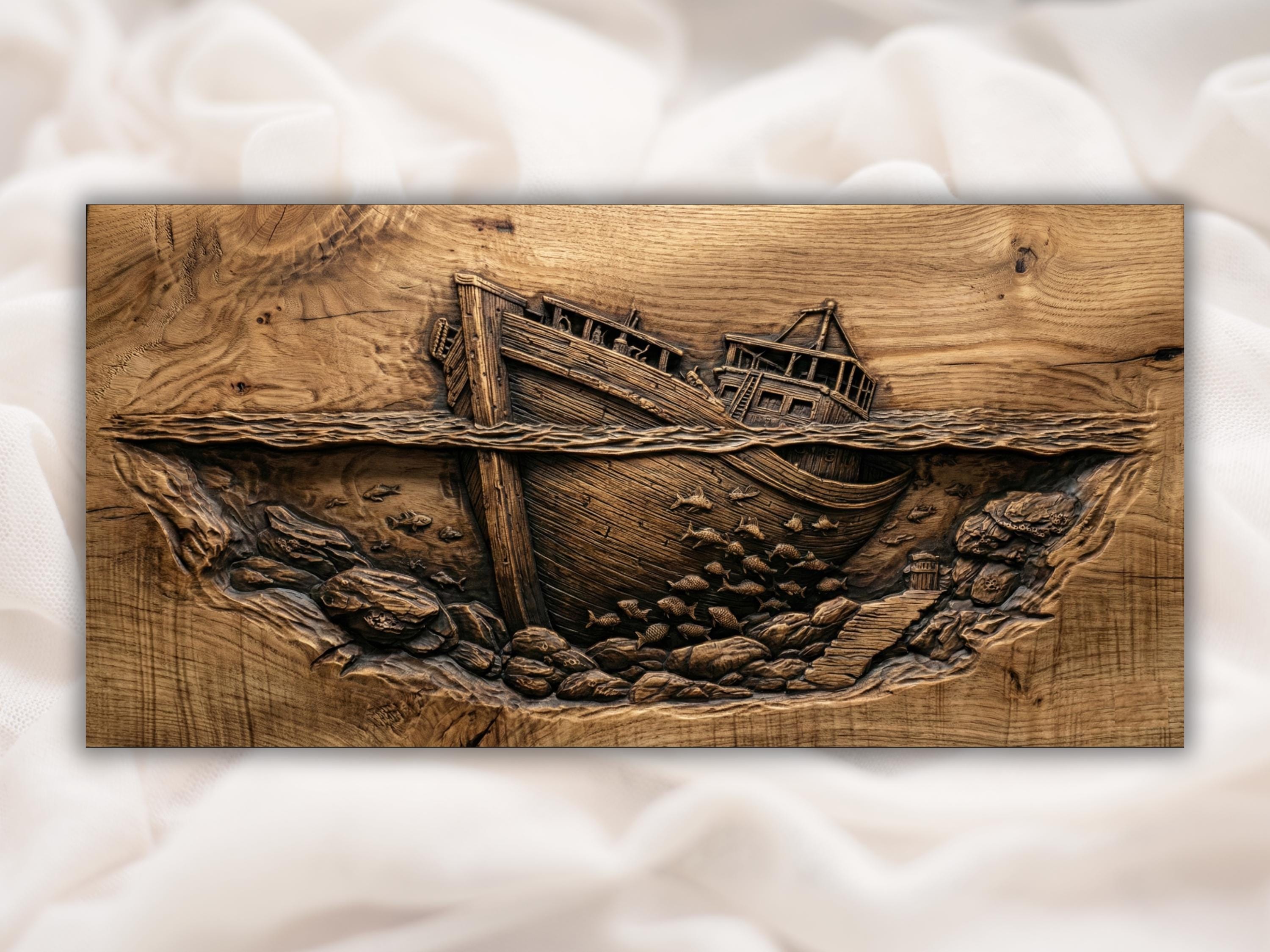 Shipwreck Underwater 3D Relief STL | Aspire, Vcarve Pro, Carveco
