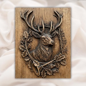 Stag Deer Head STL Relief view 1