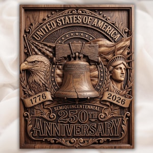 United States of America 250 Anniversary Bas Relief STL view 1