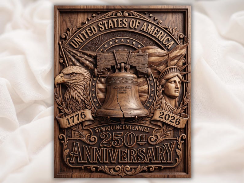 United States of America 250 Anniversary Bas Relief STL