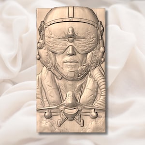 Fighter Pilot Helmet 3D Relief STL view 2