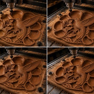 Serviertablett mit Kolibri-Motiv (STL-Datei für CNC-Fräse) | 3D-Reliefmodell aus Holz | Schnitzdesign für Serviertablett aus Holz | Küchendekoration Bild 12