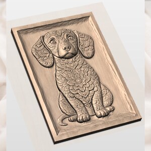 Ornate Puppy 3D Relief STL view 3