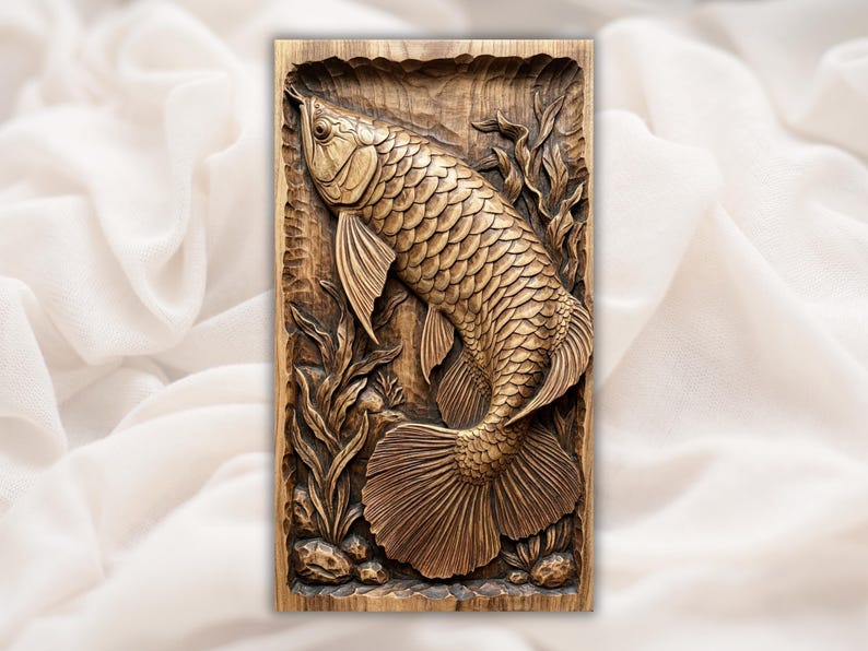 Koi Fish 3D Relief STL for CNC Router